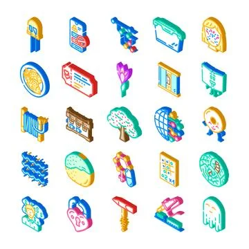 Isometric icon set representing abstract concepts collection イラスト素材