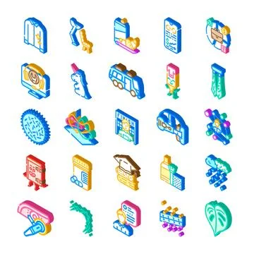 Isometric icon set representing abstract concepts collection Stock Illustration