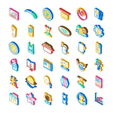 Isometric icon set representing abstract business technology concepts 스톡 일러스트