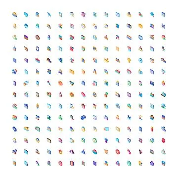 Isometric icon set representing business and technology concepts Illustrazione stock