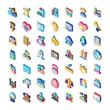 Isometric icon set representing business services and concepts Stock Illustration