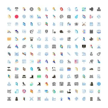 Isometric icon set representing business, medical, and technology concepts イラスト素材