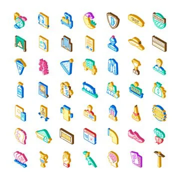 Isometric icon set representing business and finance concepts Stock Illustration