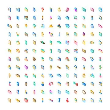 Isometric icon set representing business and lifestyle concepts Stock Illustration