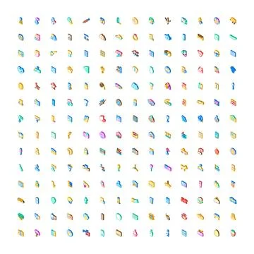 Isometric icon set representing a diverse collection 스톡 일러스트