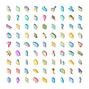 Isometric icon set representing diverse universal concepts Stock-Illustration