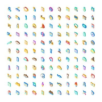 Isometric icon set representing diverse modern concepts 스톡 일러스트