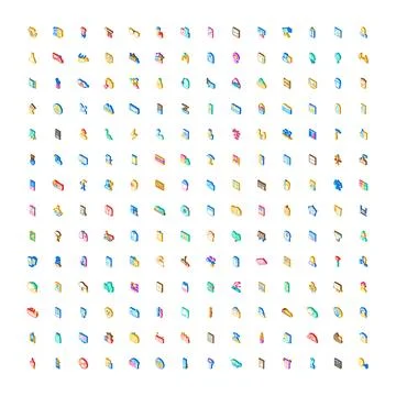 Isometric icon set representing diverse digital services Stockillustratie