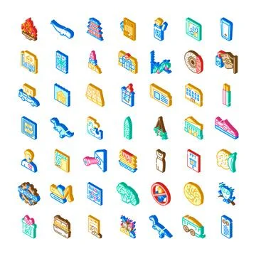 Isometric icon set representing diverse concepts Stock Illustration