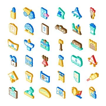 Isometric icon set representing diverse graphic design elements 스톡 일러스트