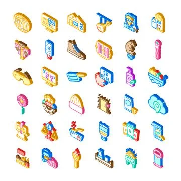 Isometric icon set representing diverse business concepts Illustrazione stock