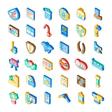 Isometric icon set representing diverse concepts イラスト素材