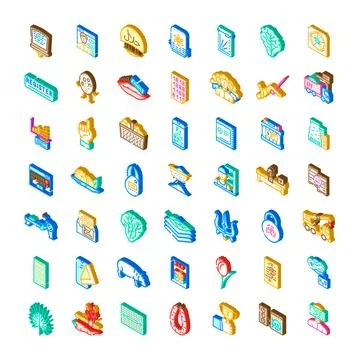 Isometric icon set representing diverse business concepts Stock Illustration