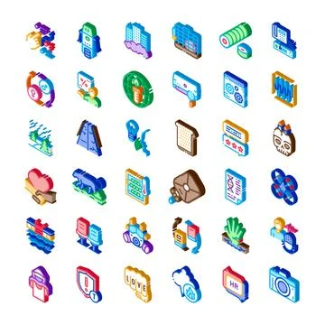 Isometric icon set representing modern technology and abstract concepts イラスト素材