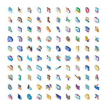 Isometric icon set representing modern technology and lifestyle Stock Illustration