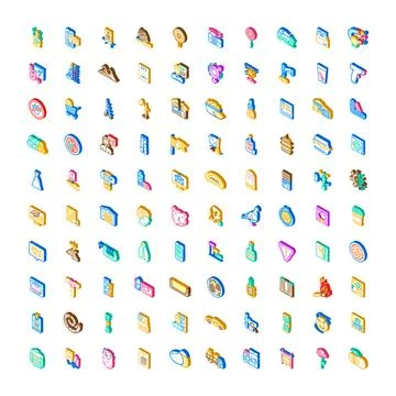 Isometric icon set representing technology lifestyle and business イラスト素材
