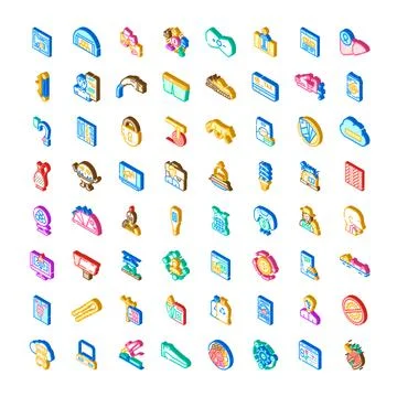 Isometric icon set representing technology, business, and daily life イラスト素材