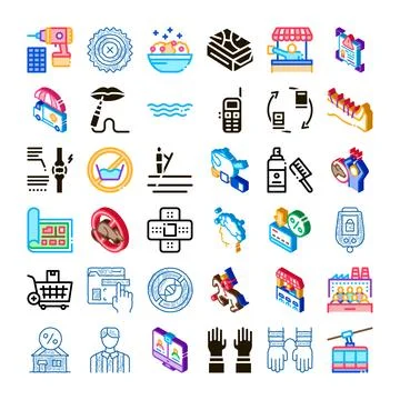 Isometric icon set representing various concepts and themes Stockillustratie
