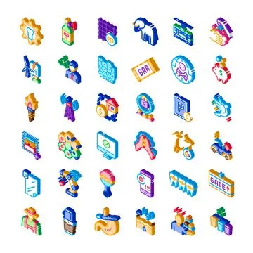 Isometric icon set representing various concepts and themes イラスト素材