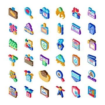 Isometric icon set representing various services applications Stock Illustration