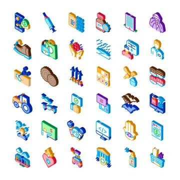 Isometric icon set representing various modern concepts Stock-Illustration