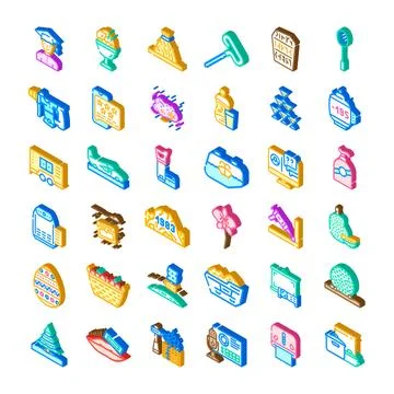 Isometric icon set representing various concepts and objects Stock Illustration