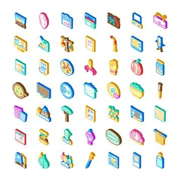 Isometric icon set representing various concepts and objects Stock-Illustration