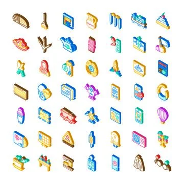 Isometric icon set representing various concepts and objects Stock-Illustration
