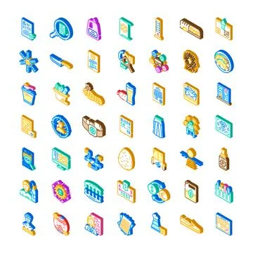 Isometric icon set representing various business concepts 스톡 일러스트