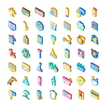 Isometric icon set representing various concepts and objects 스톡 일러스트
