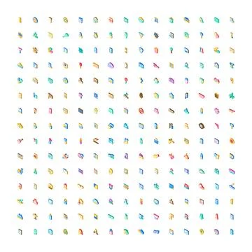 Isometric icon set representing various modern concepts Stock Illustration