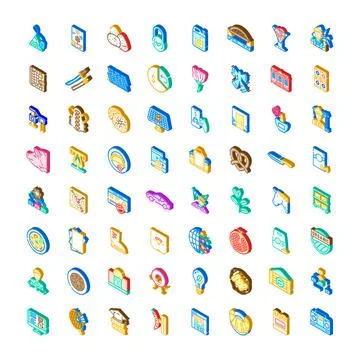 Isometric icon set representing various concepts and objects 스톡 일러스트