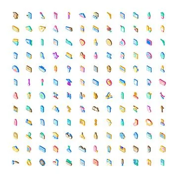Isometric icon set representing various everyday objects 스톡 일러스트