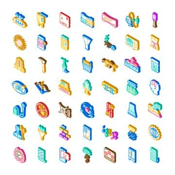 Isometric icon set for science and manufacturing applications 库存插图