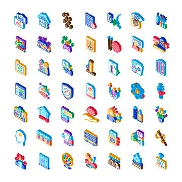 Isometric icon set for technology and business concepts Illustrazione stock