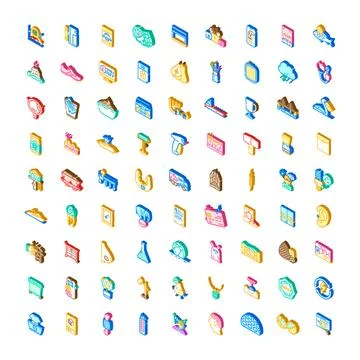 Isometric icon set various industries concept Stock Illustration