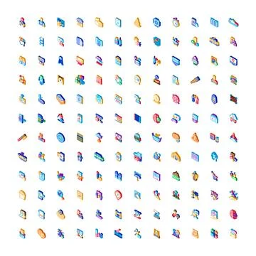 Isometric icons collection for app interface web design Stock Illustration