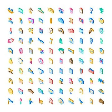 Isometric icons collection different objects and concepts 스톡 일러스트