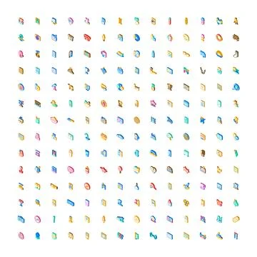 Isometric icons collection with everyday objects and symbols Illustrazione stock