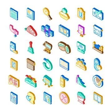 Isometric icons collection representing diverse business and technology con.. 스톡 일러스트