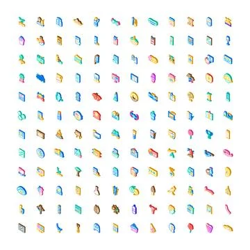 Isometric icons collection representing diverse objects and symbols 스톡 일러스트