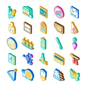 Isometric icons collection representing diverse fields and concepts Stock Illustration