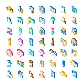 Isometric icons collection representing diverse business and lifestyle concep Stock Illustration