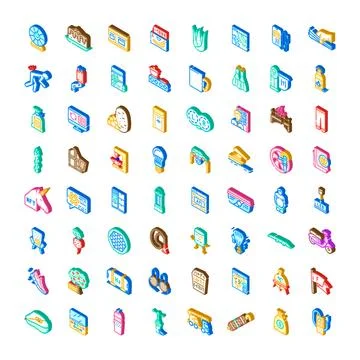 Isometric icons collection representing modern lifestyle and technology Stock Illustration