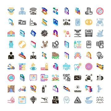 Isometric icons collection representing universal symbols set Stockillustratie
