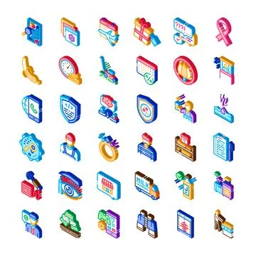 Isometric icons collection representing various services and industries イラスト素材