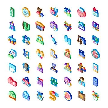 Isometric icons collection representing various professions and services 스톡 일러스트