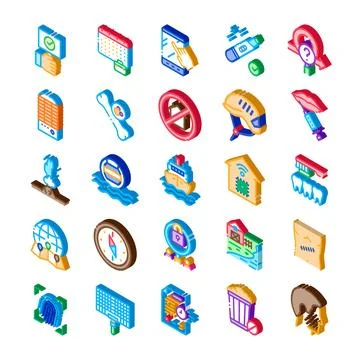 Isometric icons collection representing various modern concepts Stock Illustration