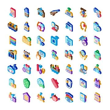 Isometric icons collection representing various modern concepts Stockillustratie