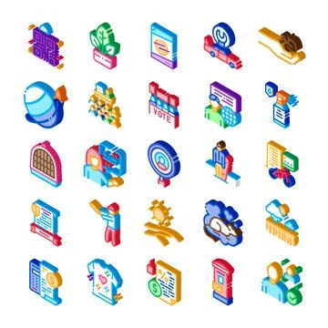 Isometric icons collection representing various services and business concept Illustrazione stock
